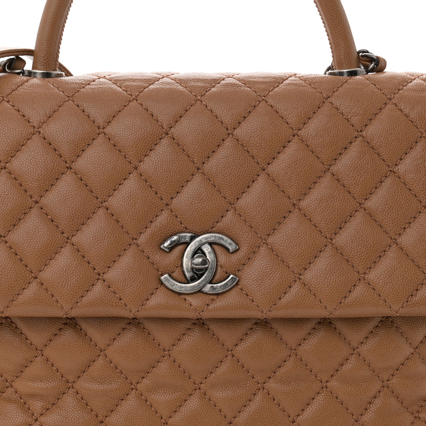 Caviar Quilted Medium Coco Handle Flap Camel