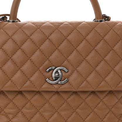Chanel Caviar Quilted Medium Coco Handle Flap Camel 8 of 10