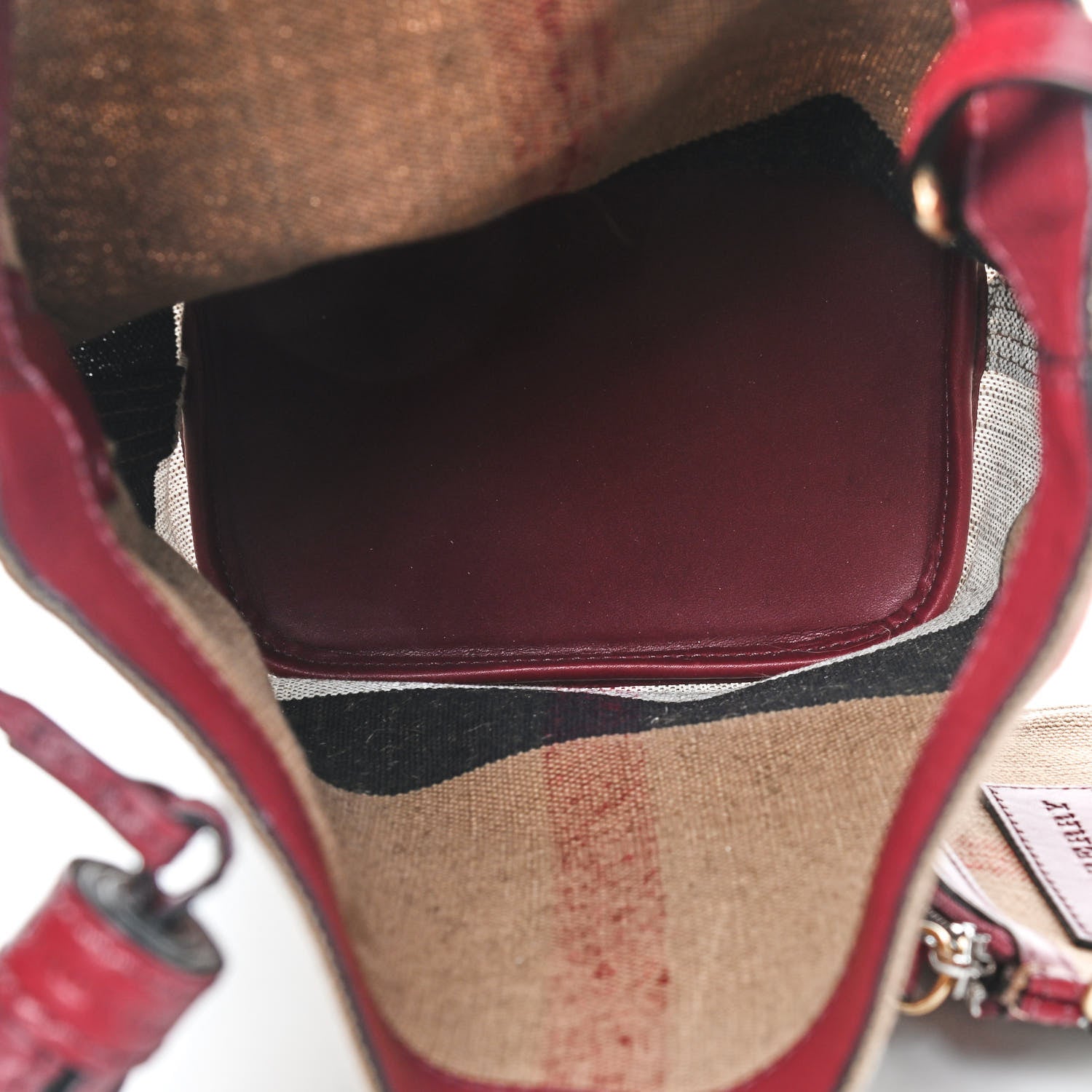 Burberry Canvas Mega Check Mini Ashby Tassel Crossbody Burgundy Red 6 of 10