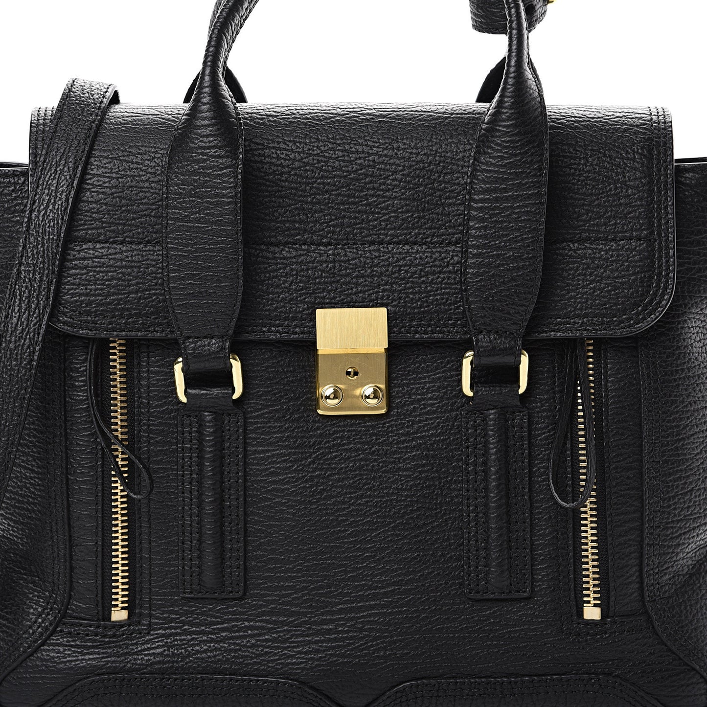 3.1 Textured Calfskin Medium Pashli Satchel Black