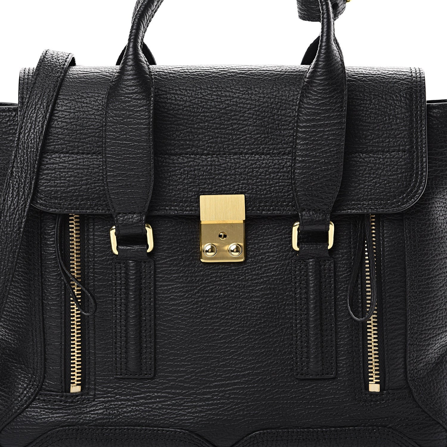 3.1 Phillip Lim 3.1 Textured Calfskin Medium Pashli Satchel Black 7 of 10