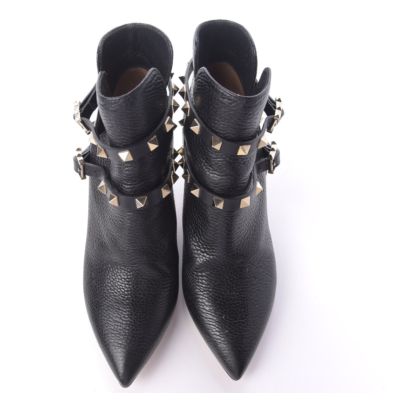 Valentino Garavani Pebbled Calfskin Rockstud Double Buckle 65mm Ankle Boots 36.5 Black 6 of 12