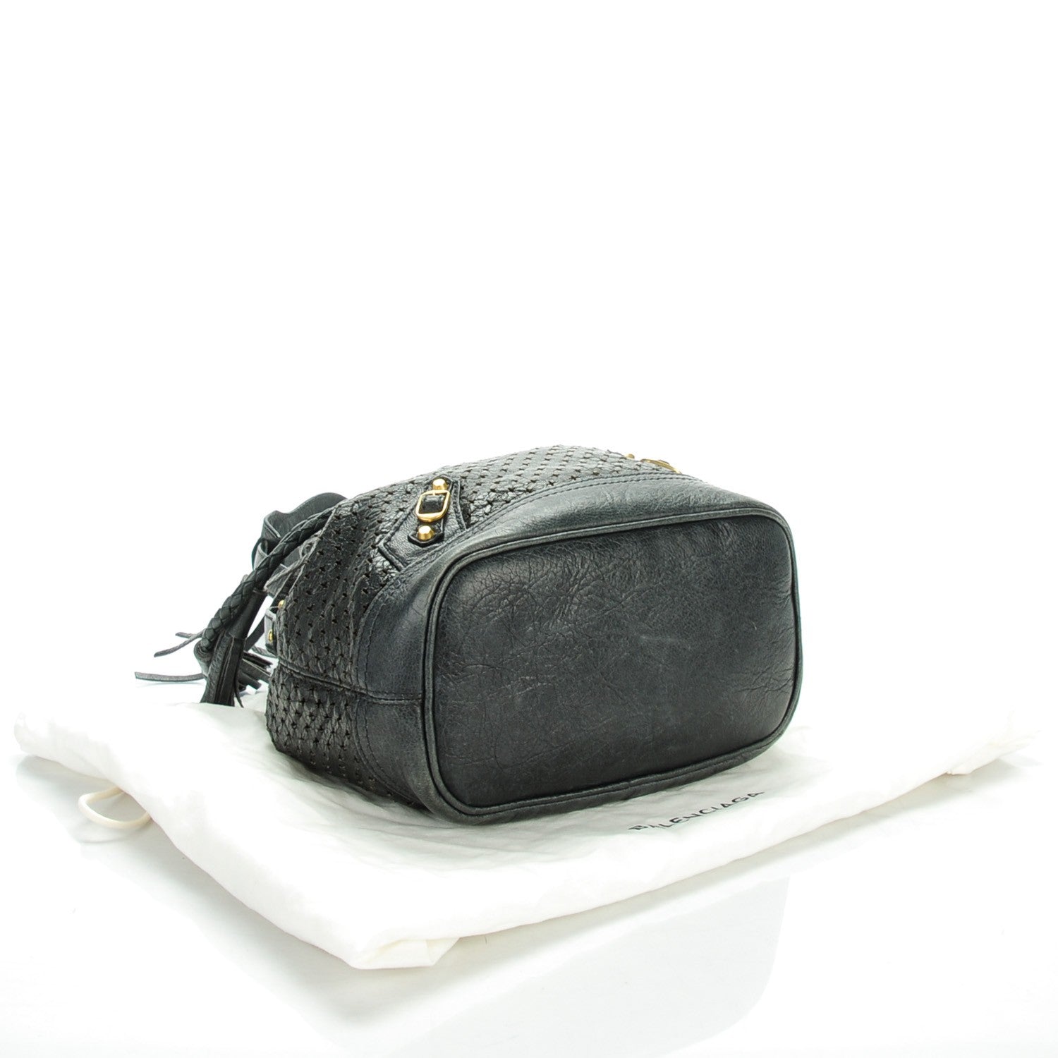 Balenciaga Agneau Classic Gold Hardware Perforated Cross Mini Pampille Black 4 of 7