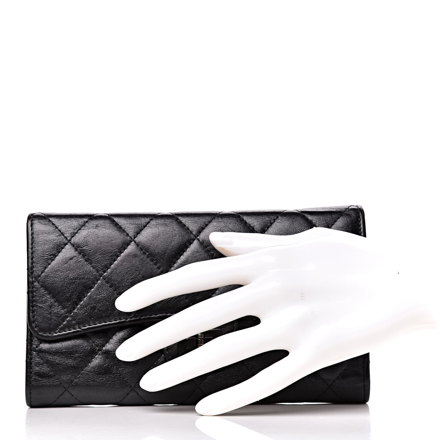 Chanel Metallic Aged Calfskin Quilted Reissue Long Flap Wallet So Black 2 of 12