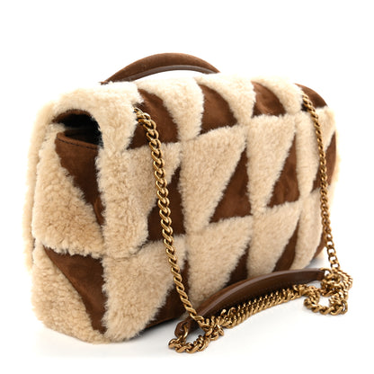 Saint Laurent Suede Shearling Patchwork Monogram Medium Jamie Brown Beige 3 of 11