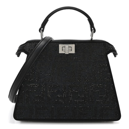 Fendi Crystal Shiny Nappa FF Petite Peekaboo I SEE U Satchel Black 1 of 9