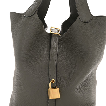 Hermes Taurillon Clemence Picotin Lock 22 MM Etain 8 of 12