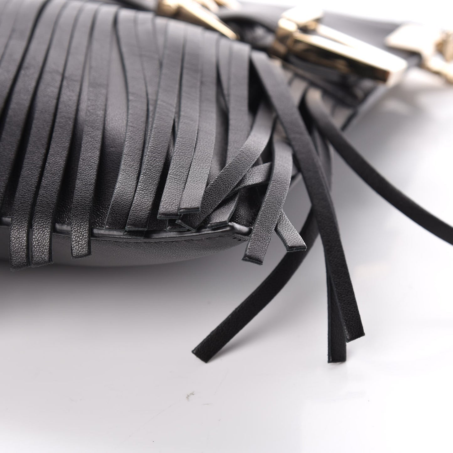 Calfskin Palazzo Fringe Crossbody Bag Black