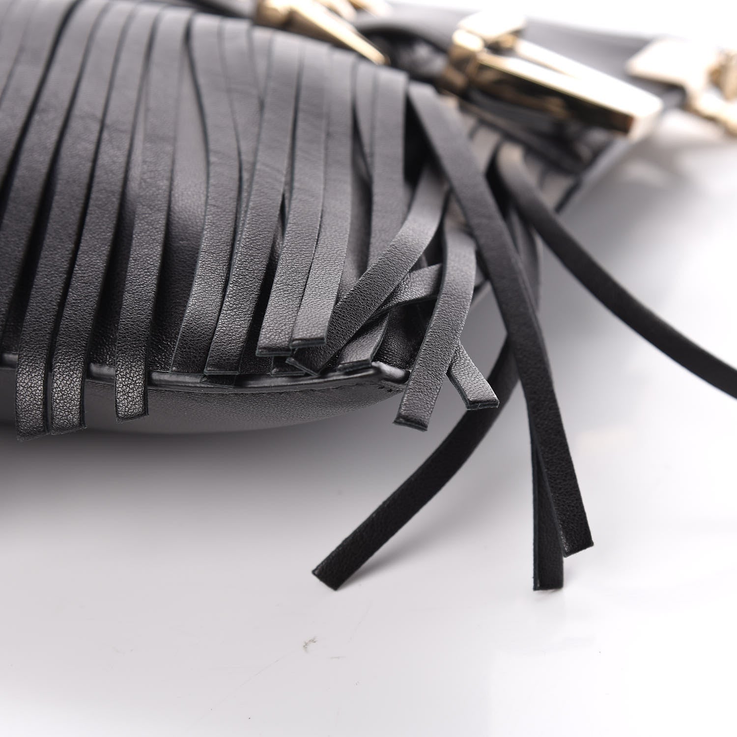 Versace Calfskin Palazzo Fringe Crossbody Bag Black 6 of 9