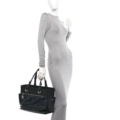 Chanel Coated Canvas Quilted Large Paris Biarritz Tote Black 3 of 23
