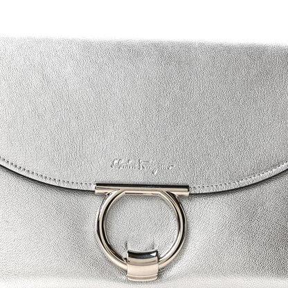 Salvatore Ferragamo Metallic Calfskin Gancini Clutch Silver 8 of 10