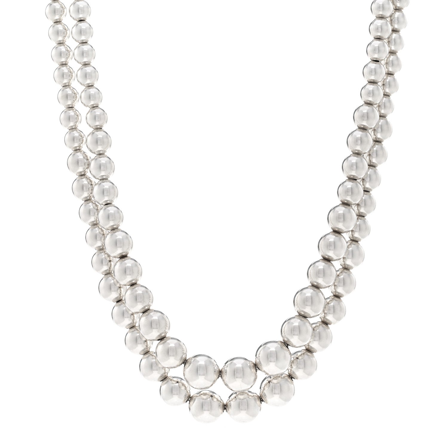 Tiffany Sterling Silver HardWear Graduated Ball Two-Row Necklace 1 of 4