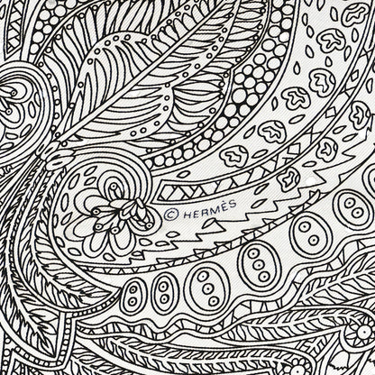 Hermes Silk Le Jardin De La Maharani Bandana Scarf 55 Black White 3 of 3
