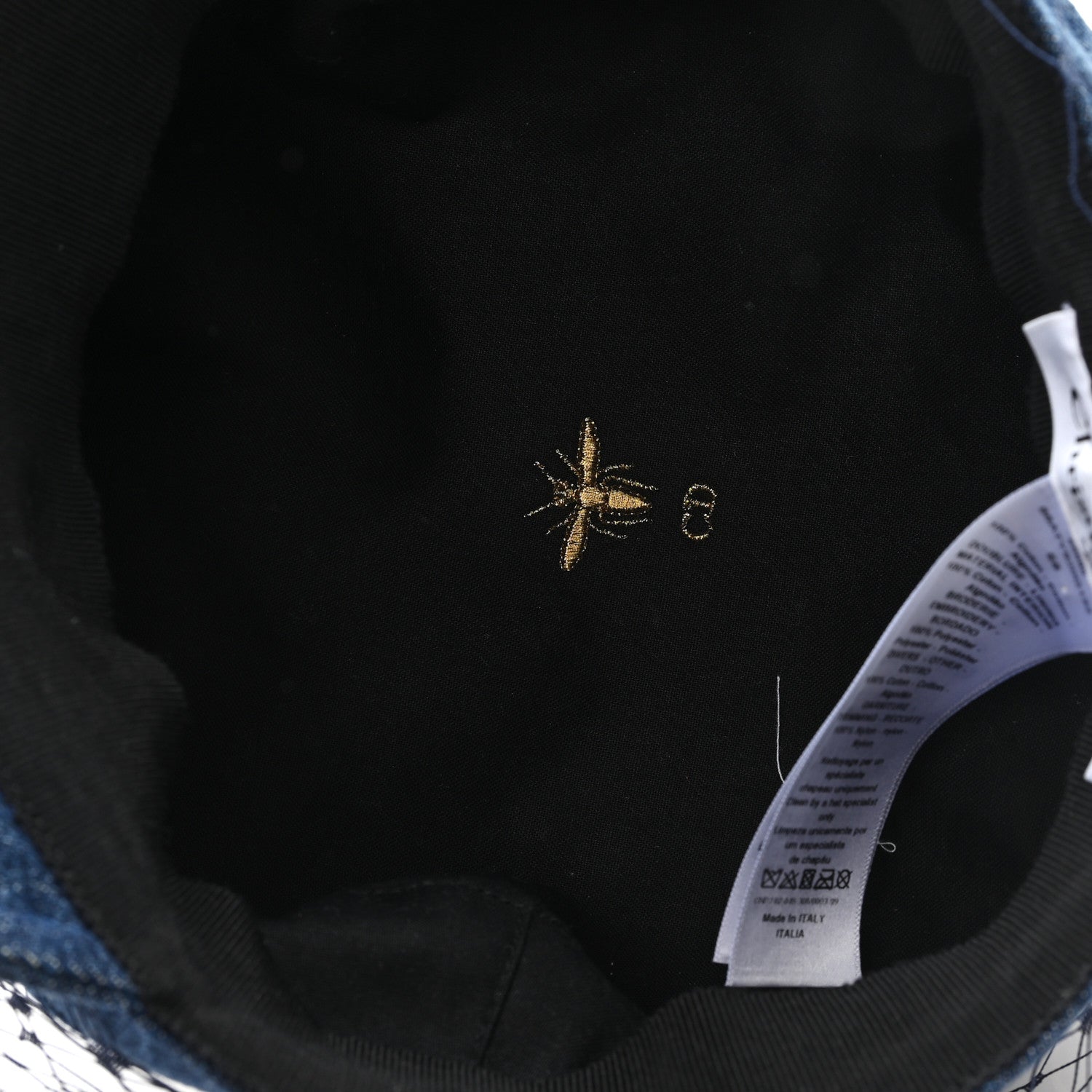 Christian Dior Cotton Denim Arty Beret Cap With Veil 58 Blue 7 of 8