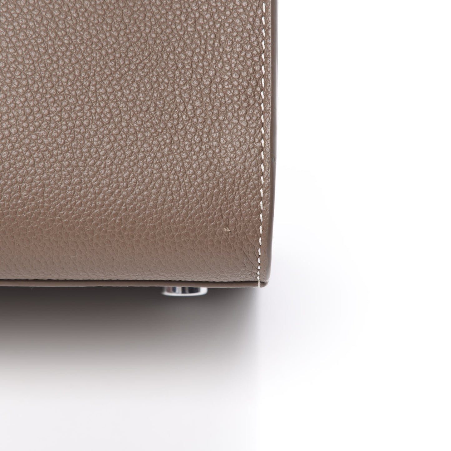 Grained Calfskin Topstich Baby Sac De Jour Taupe