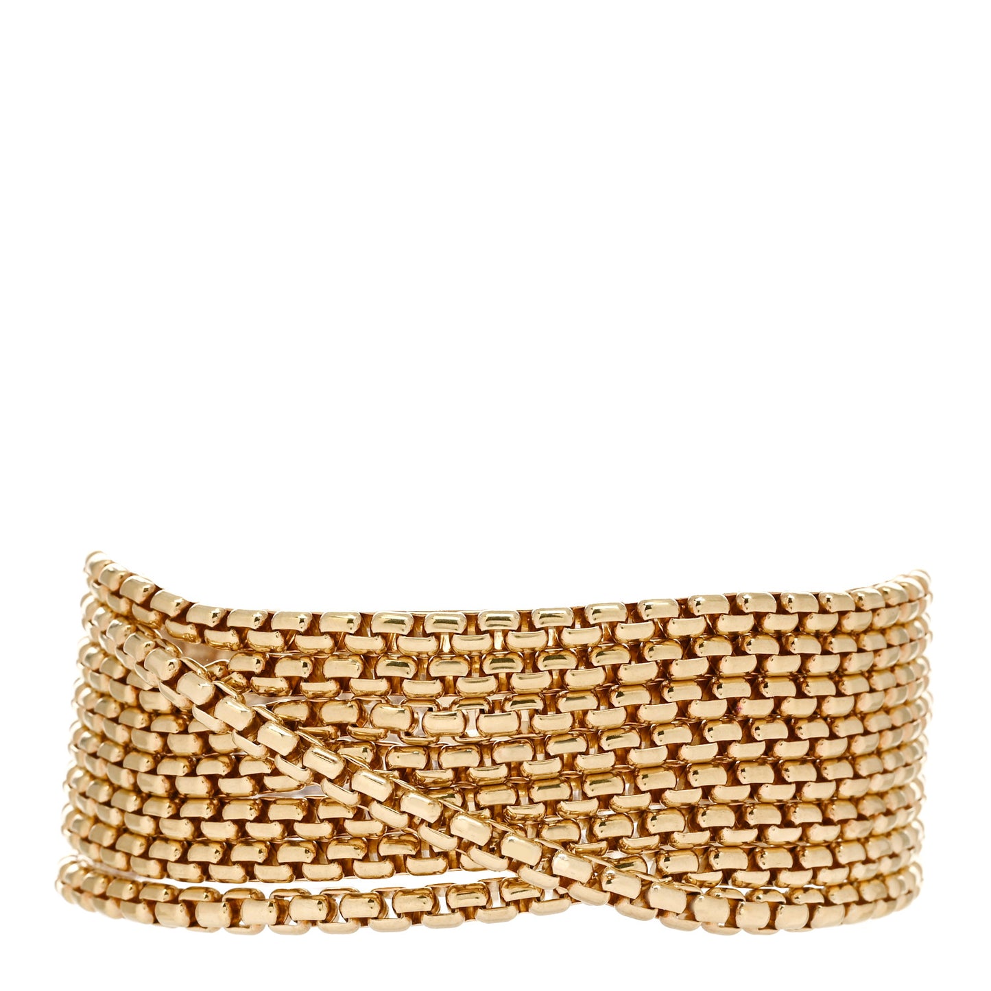18K Yellow Gold 8 Strand Multi Box Chain Bracelet