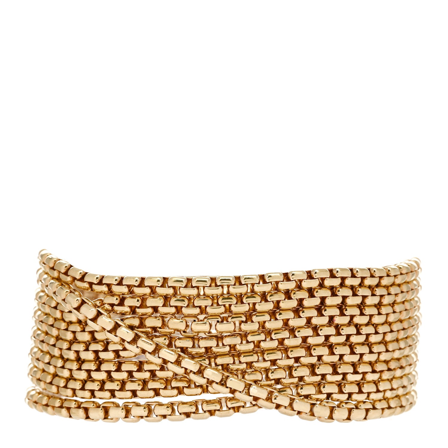 David Yurman 18K Yellow Gold 8 Strand Multi Box Chain Bracelet 1 of 3