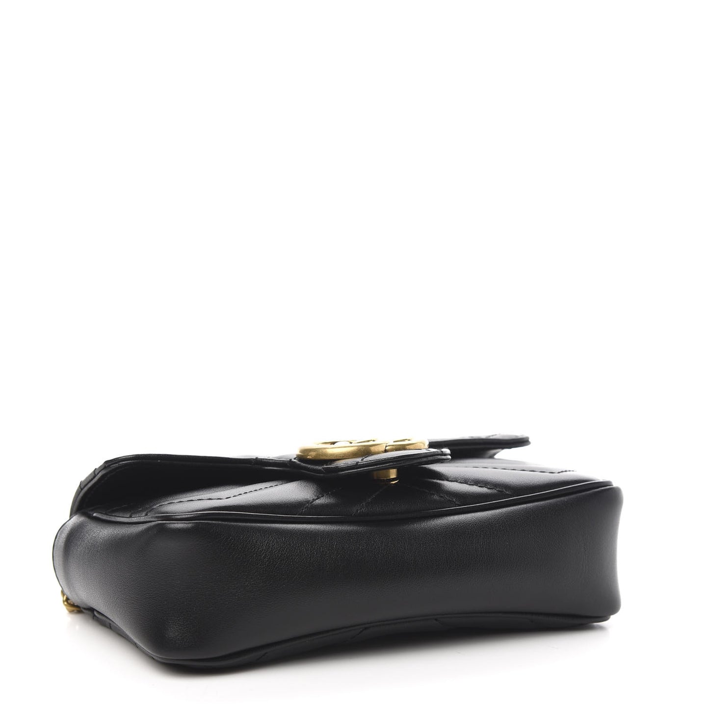 Calfskin Matelasse Super Mini GG Marmont Shoulder Bag Black