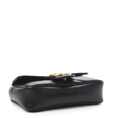 Gucci Calfskin Matelasse Super Mini GG Marmont Shoulder Bag Black 3 of 9
