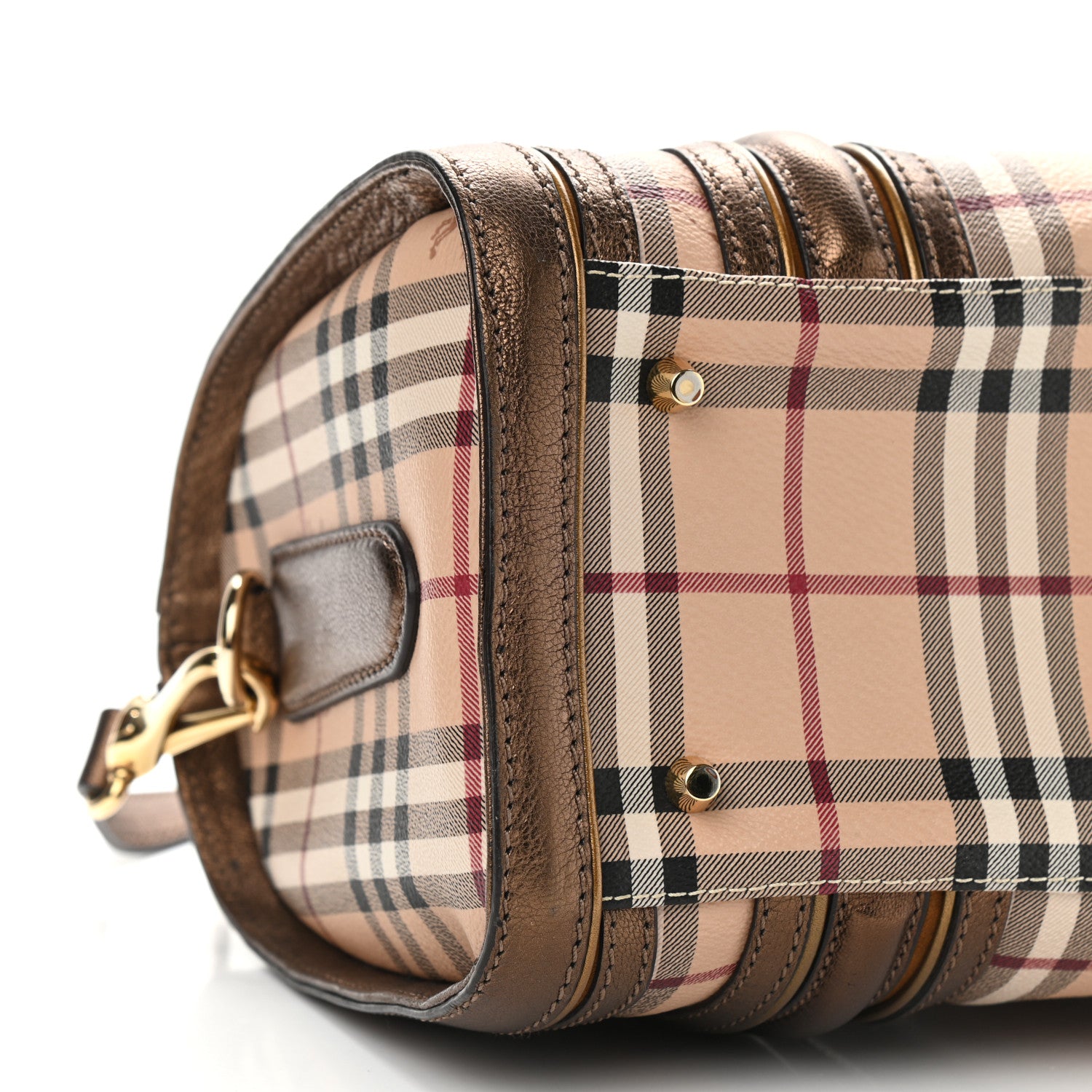 Burberry Haymarket Check Medium Alchester Bowling Bag Bronze 9 of 14