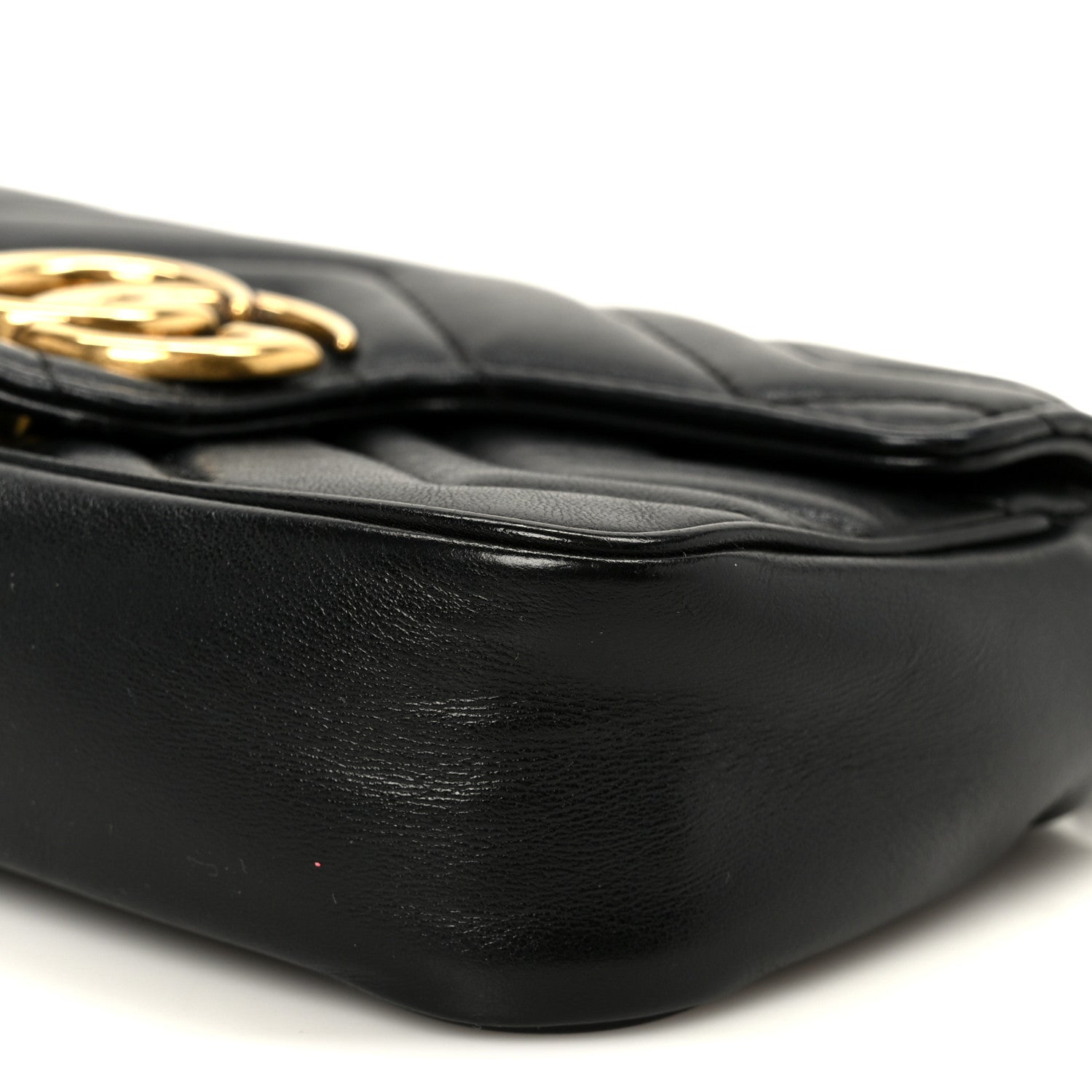 Gucci Calfskin Matelasse Super Mini GG Marmont Shoulder Bag Black 10 of 11