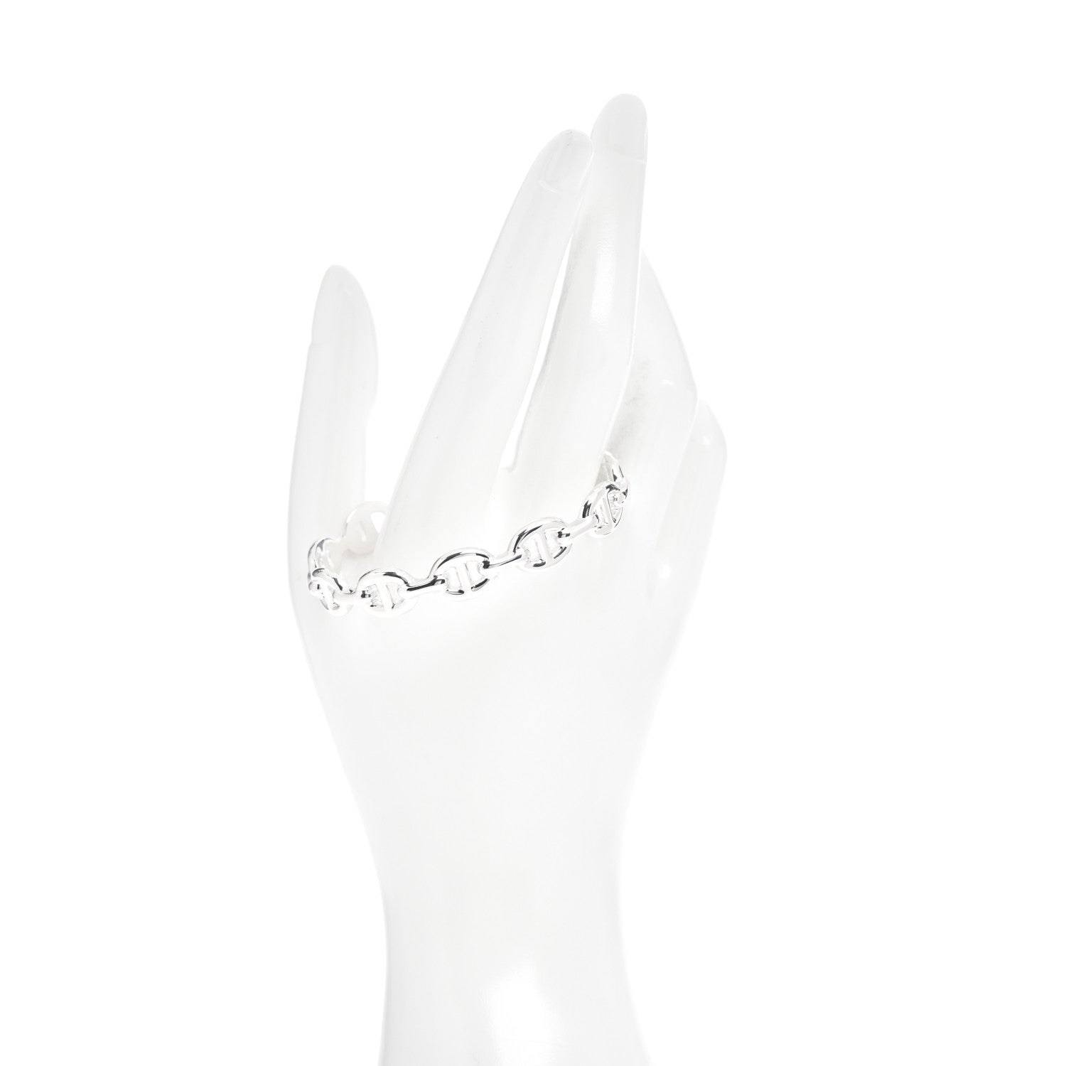Hermes Sterling Silver MM Chaine d'Ancre Enchainee Cuff Bracelet SH 2 of 4