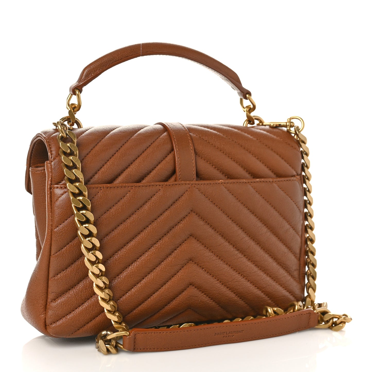 Calfskin Matelasse Chevron Monogram Medium College Bag Brick