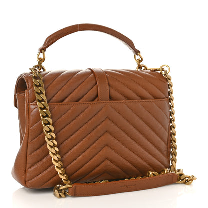Saint Laurent Calfskin Matelasse Chevron Monogram Medium College Bag Brick 2 of 9