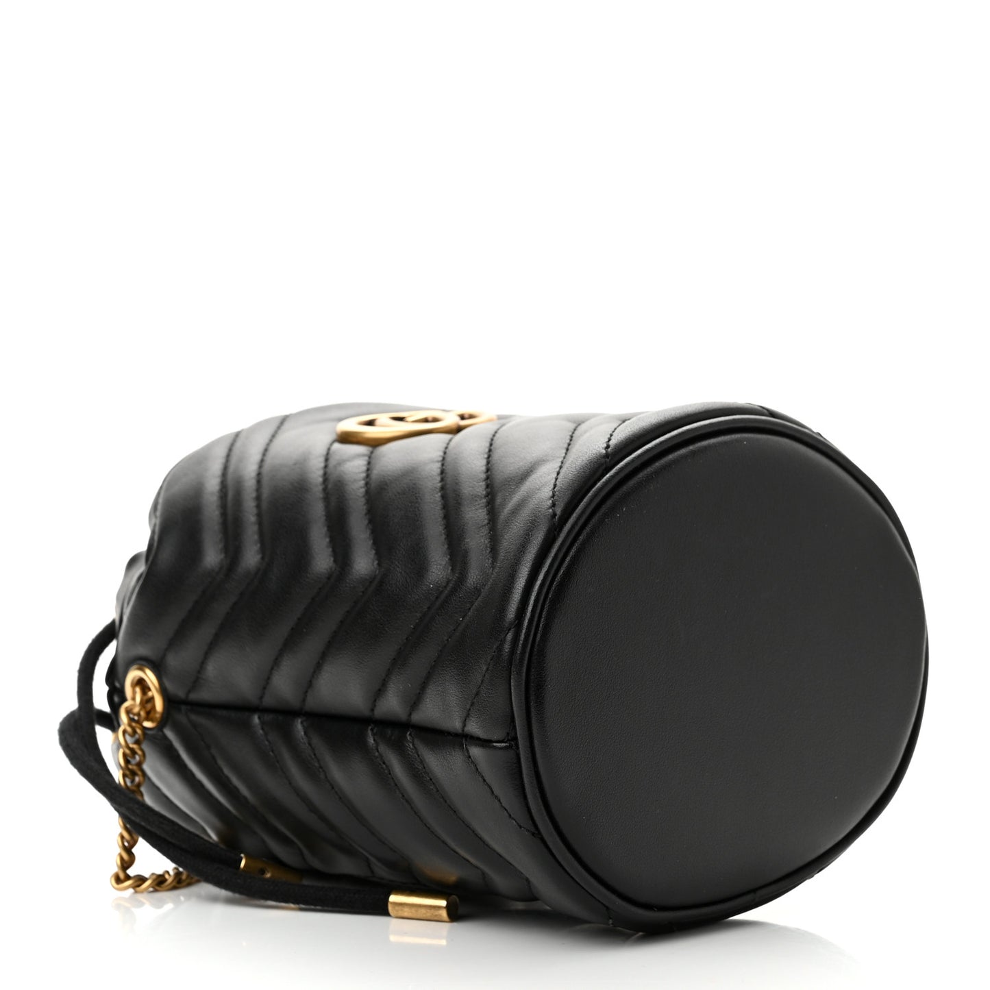 Calfskin Matelasse Mini GG Marmont 2.0 Bucket Bag Black