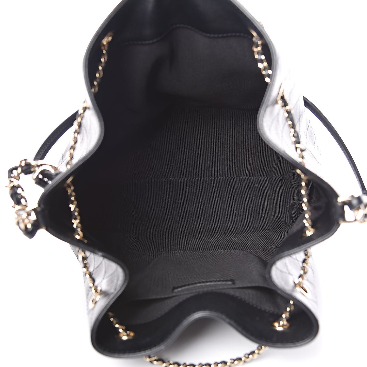 Calfskin Stitched Drawstring Bag Black
