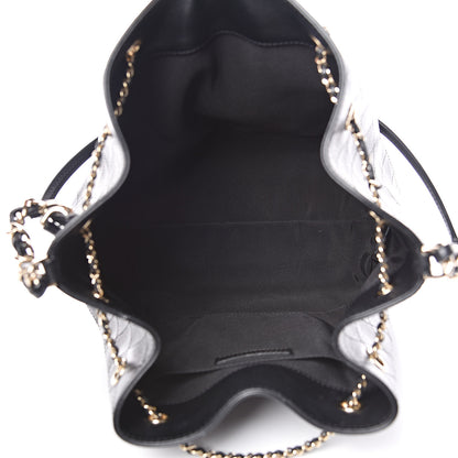 Chanel Calfskin Stitched Drawstring Bag Black 5 of 10