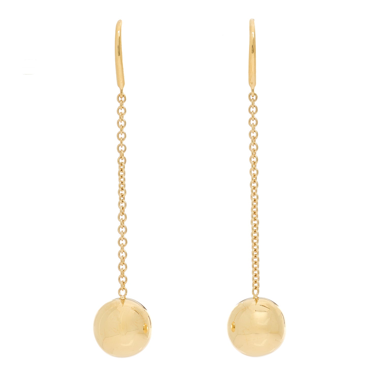 Tiffany 18K Yellow Gold 10mm Hardwear Ball Hook Drop Earrings 1 of 4