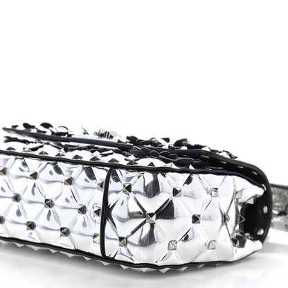 Valentino Garavani Metallic Polymer Small Rockstud Flower Spike It Shoulder Bag Silver 7 of 7