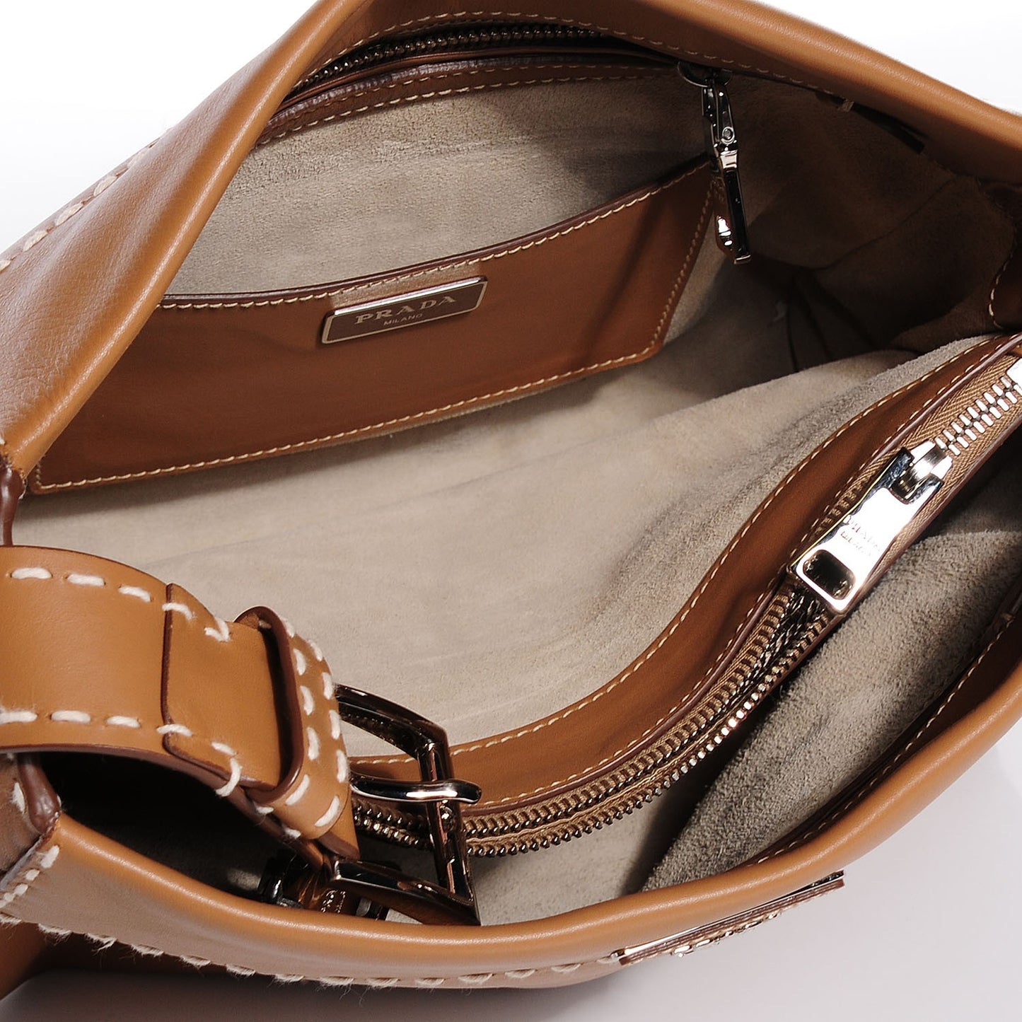 City Calf Topstitched Hobo Caramel