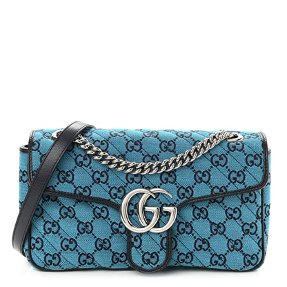 Gucci Monogram Multicolor Matelasse Diagonal Small GG Marmont Shoulder Bag Light Blue 1 of 9
