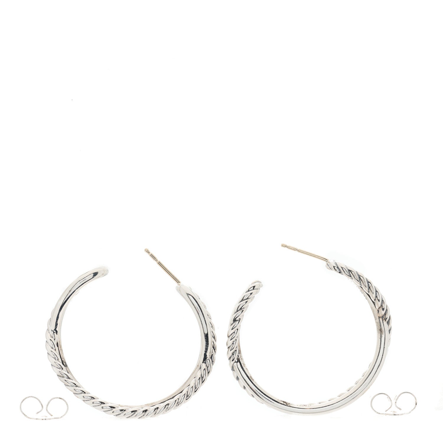 David Yurman Sterling Silver Crossover Cable Hoop Earrings 2 of 4