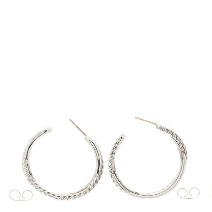 David Yurman Sterling Silver Crossover Cable Hoop Earrings 2 of 4