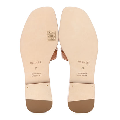Hermes Ostrich Oran Sandals 37 Naturel 5 of 9