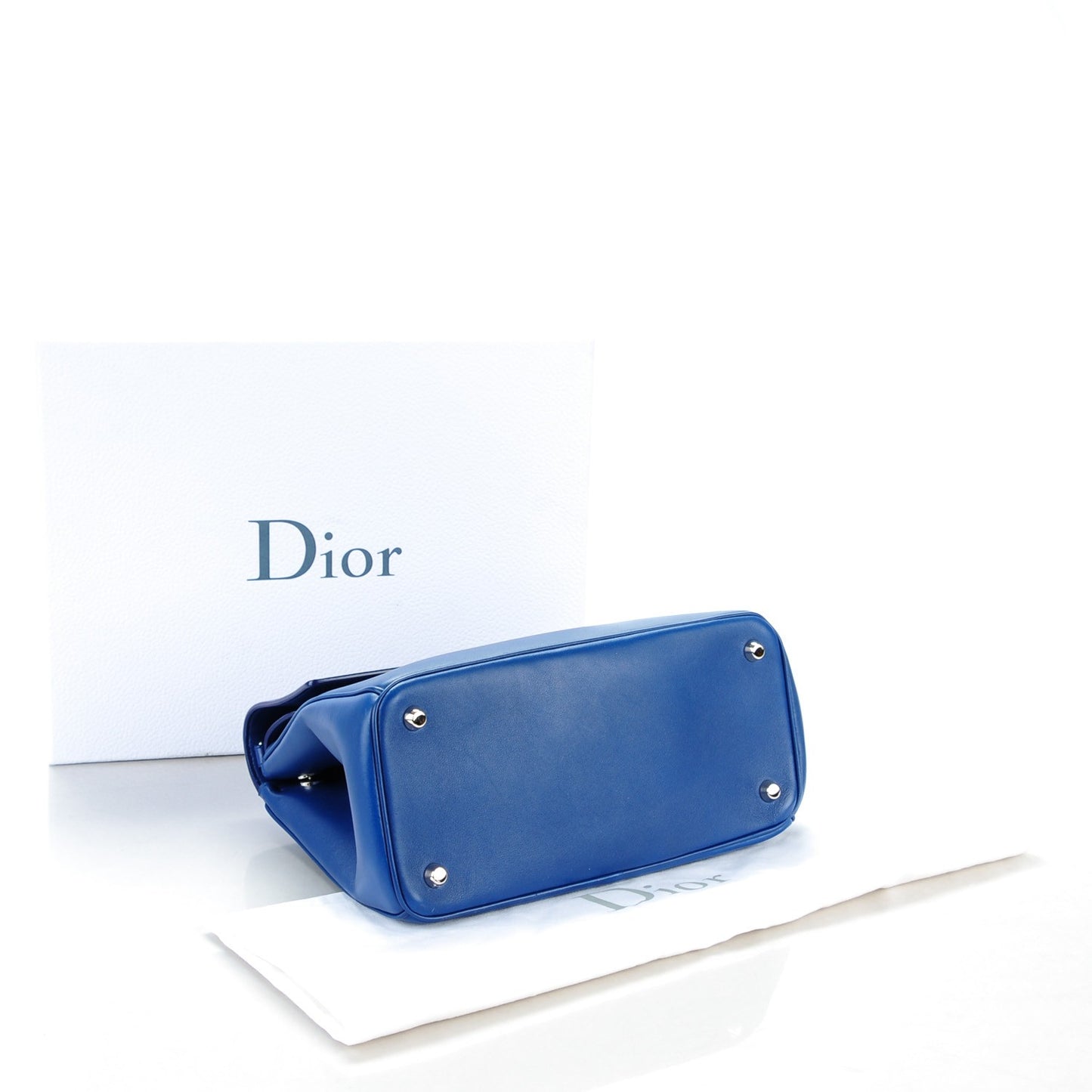Smooth Calfskin Small Tri-Color Be Dior Flap Blue Celeste Deep Green