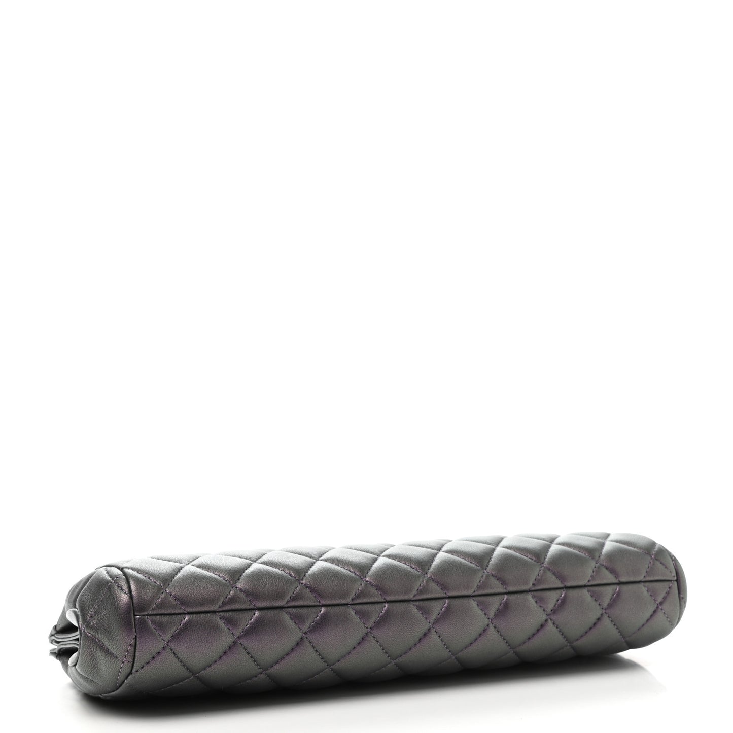 Iridescent Calfskin Quilted Clutch Purple