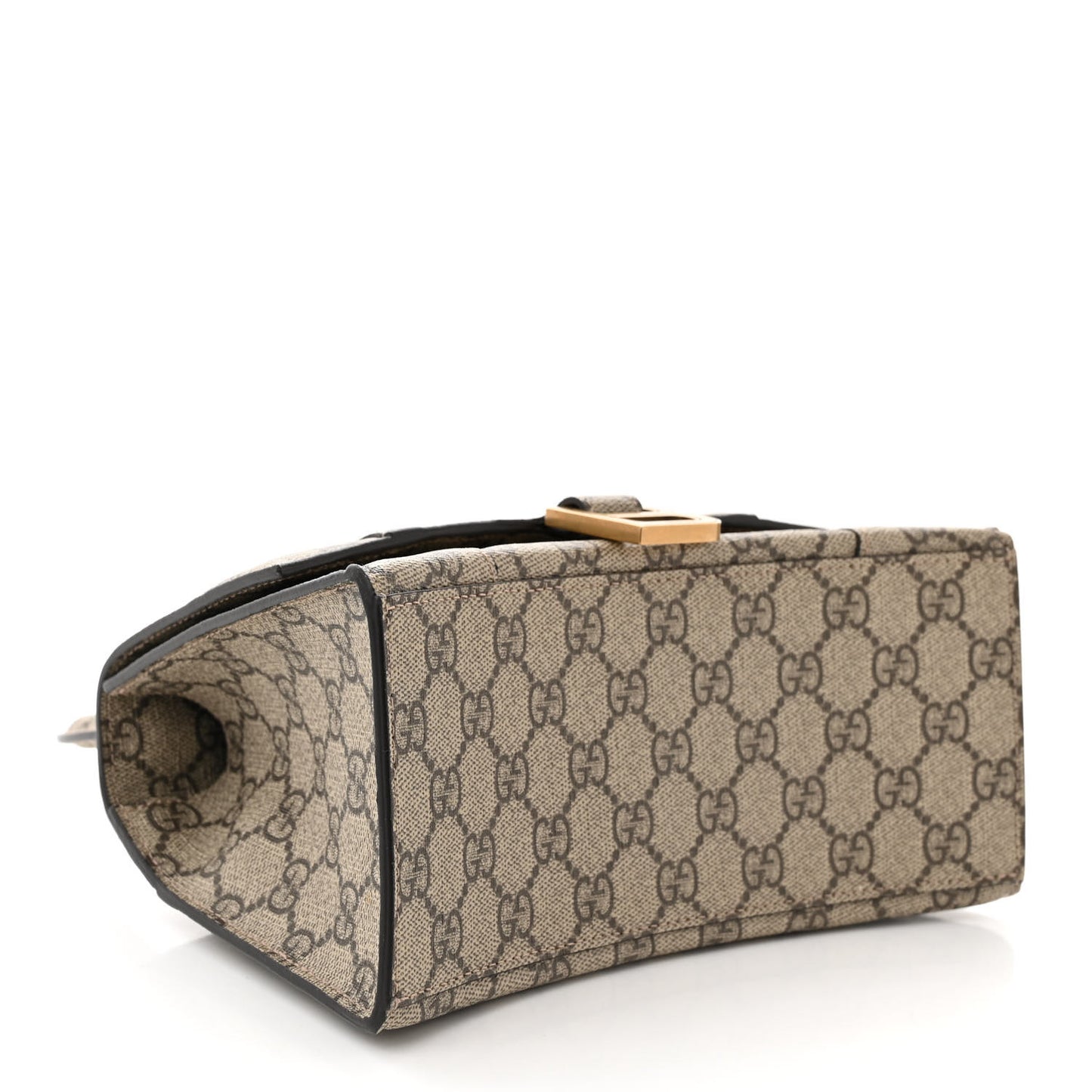 X GUCCI GG Supreme Monogram Small Hourglass Top Handle Bag Beige Ebony