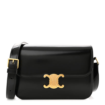 Celine Shiny Calfskin Medium Triomphe Black 1 of 11
