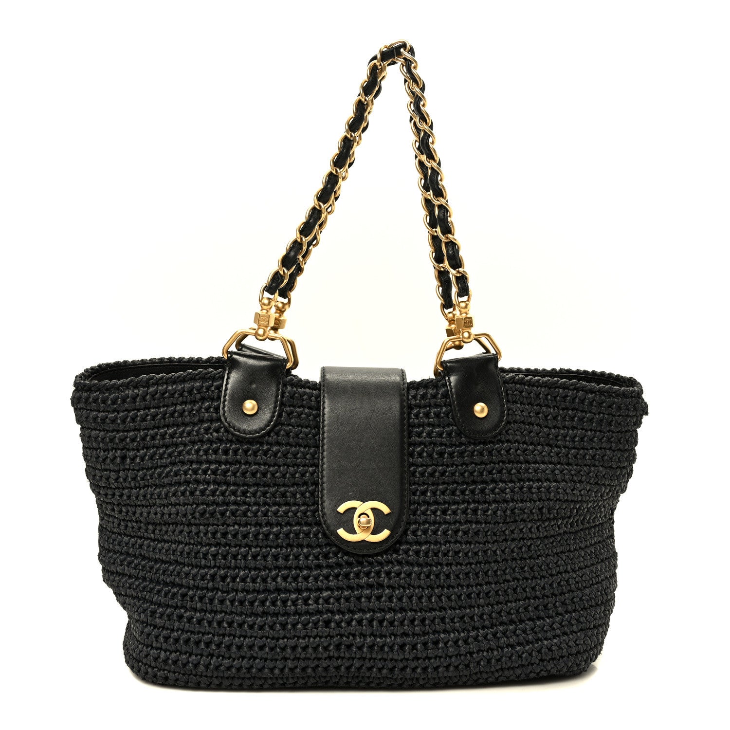 Chanel Straw Raffia Tote Black 1 of 10