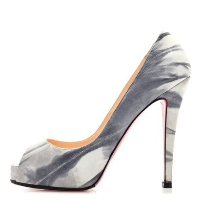 Christian Louboutin Suede Woodstock Very Prive 120 Pumps 39 Black Grey 1 of 9