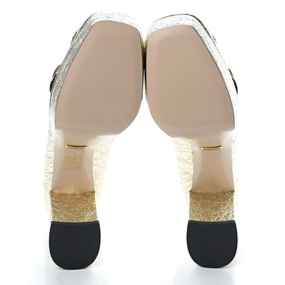 Gucci Galassia GG Marmont Fringe Platform Loafer Pumps 40 Platino 8 of 9