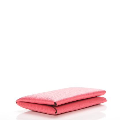 Hermes Epsom Calvi Card Case Rose Azalee 4 of 10