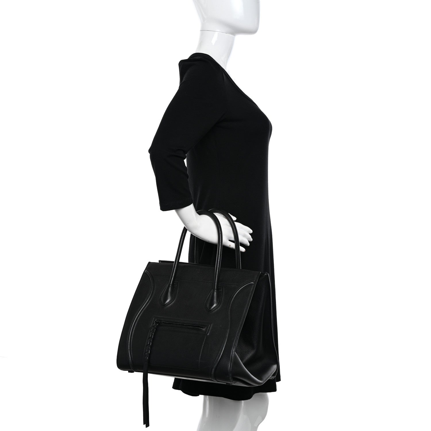 Celine Supple Calfskin Medium Phantom Luggage Black 2 of 19