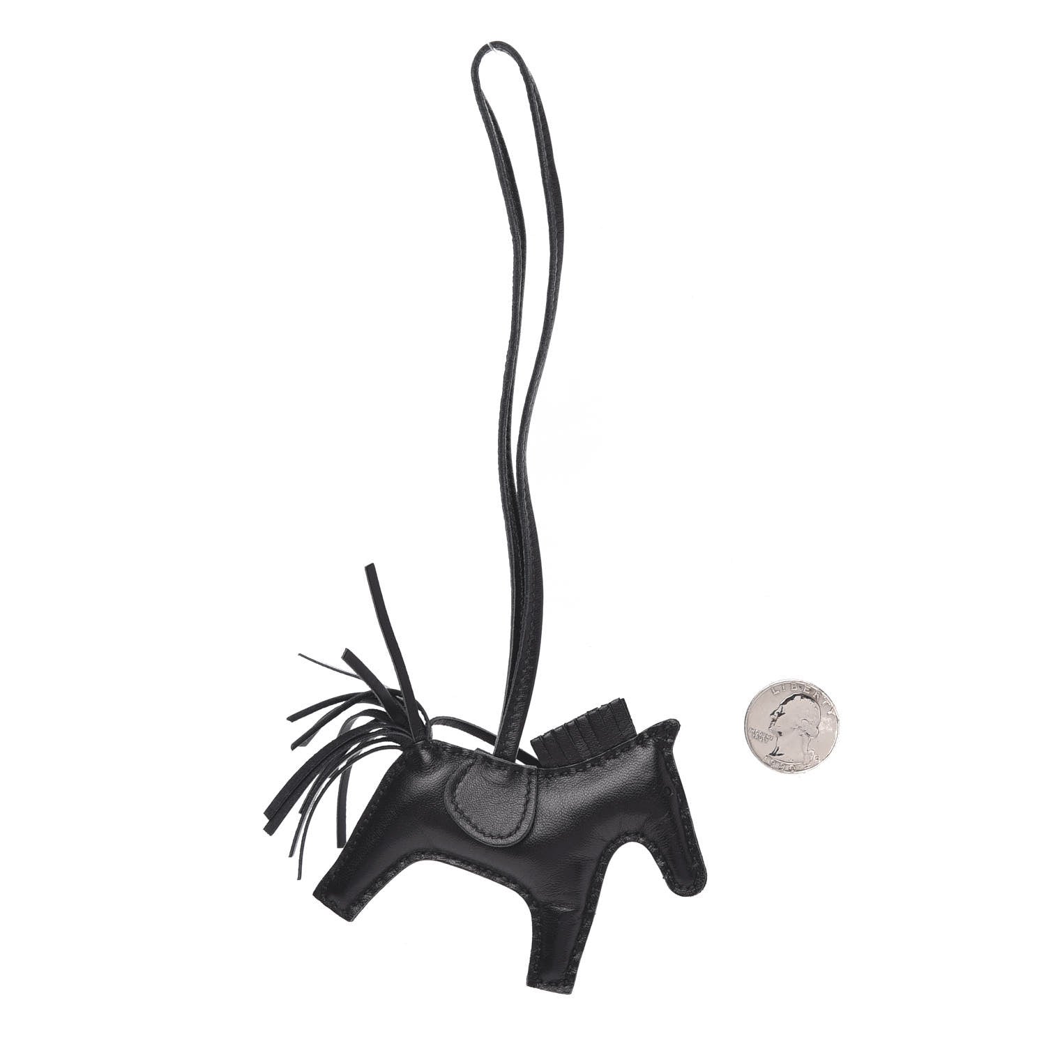 Hermes Milo Lambskin Grigri Rodeo Horse Bag Charm PM So Black 2 of 3
