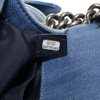 Chanel Denim Chevron Medium Boy Flap Blue 9 of 9