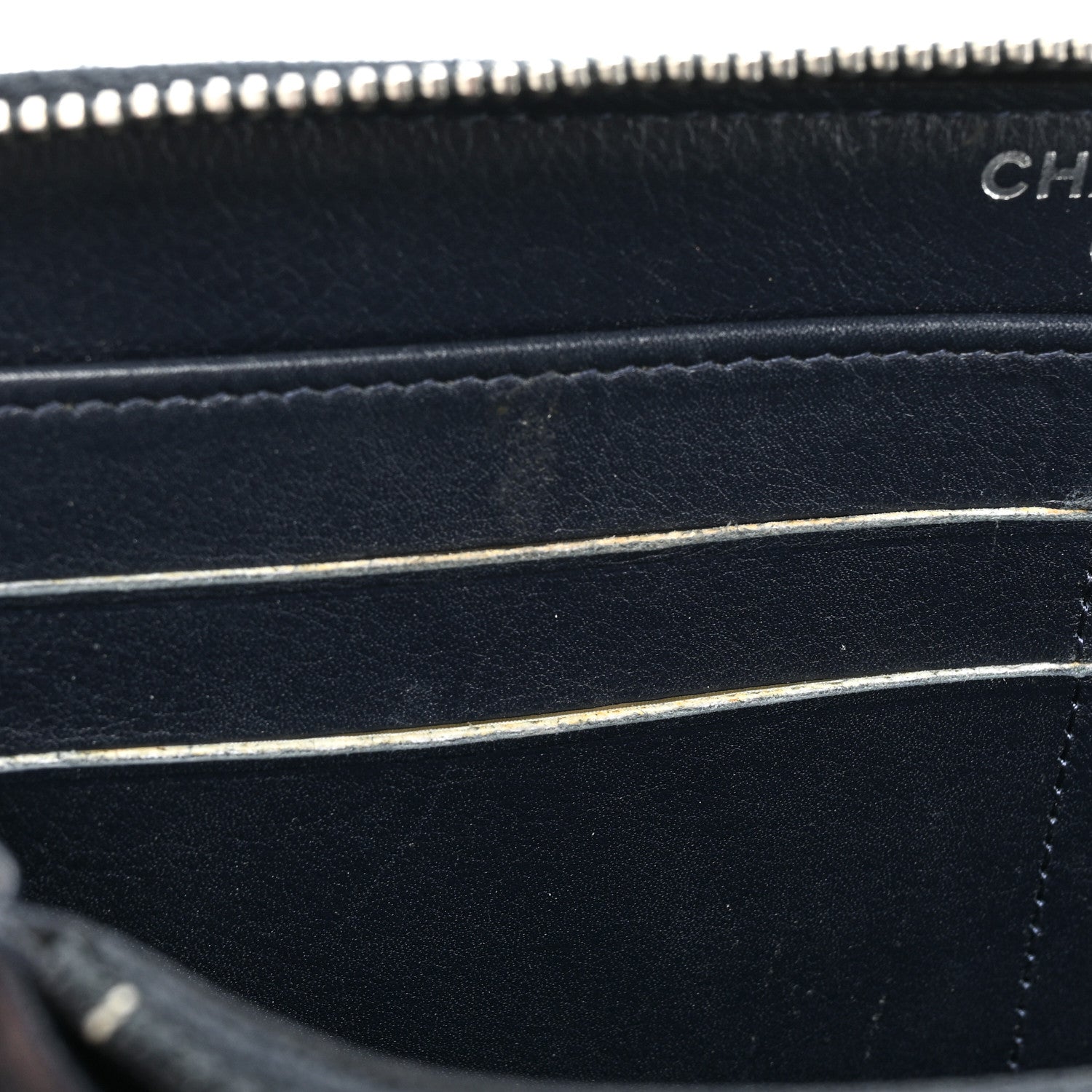 Chanel Caviar Quilted Large Gusset Zip Around Wallet Navy 13 of 22